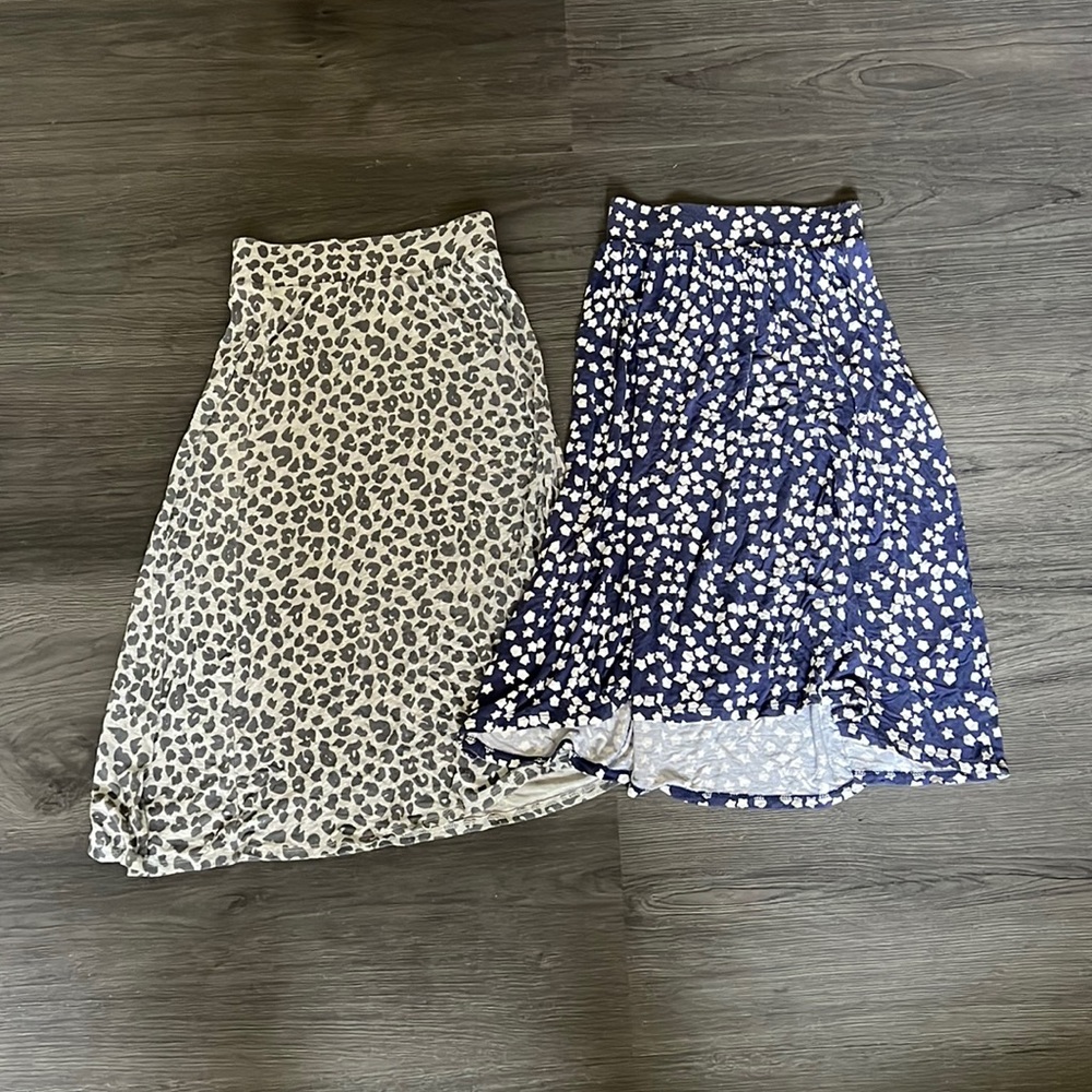 Lot of 2 Cat & Jack Maxi Skirts Girls Small 6/6x Stars Leopard Blue Grey White